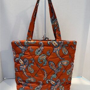 NWT Vera Bradley. Manor Paisley Quilted Tote Bag - Orange